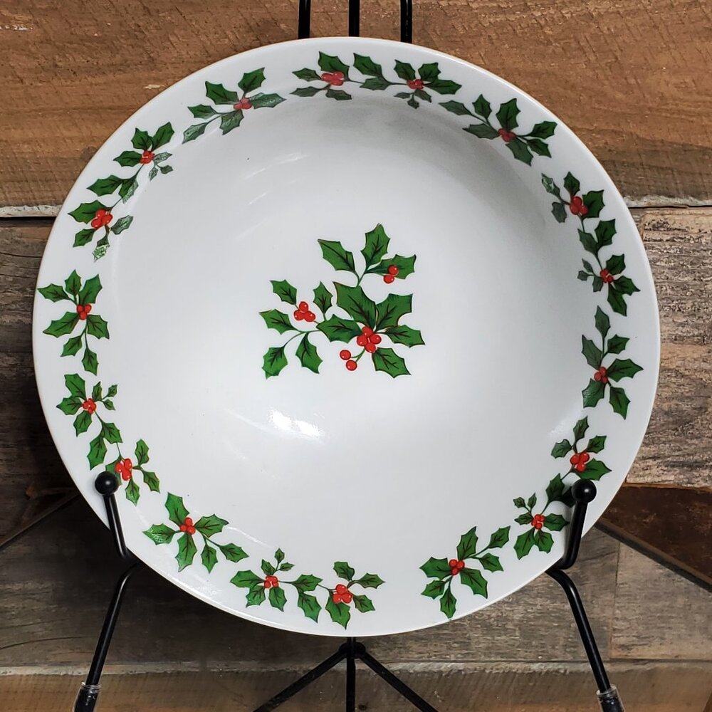 Royal Norfolk Cereal Bowl Christmas Holly Leaves & Berried, Rim, No Trim